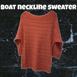 Boatneck cable knit sweater size Med